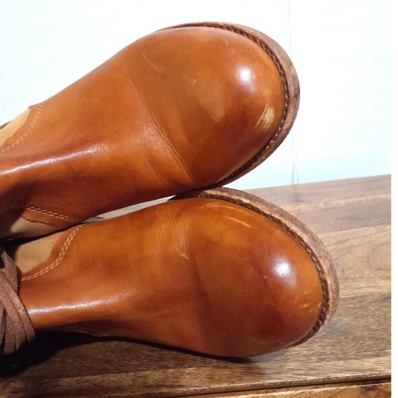 Patricia Nash Leather Canvas Brown Leather Women's Pull On Boots Sz 7 Boho - Picture 7 of 10